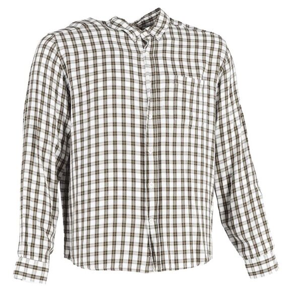 Ami Check-Print Button-Down Shirt in Brown and White Cotton - Picture 1 of 3